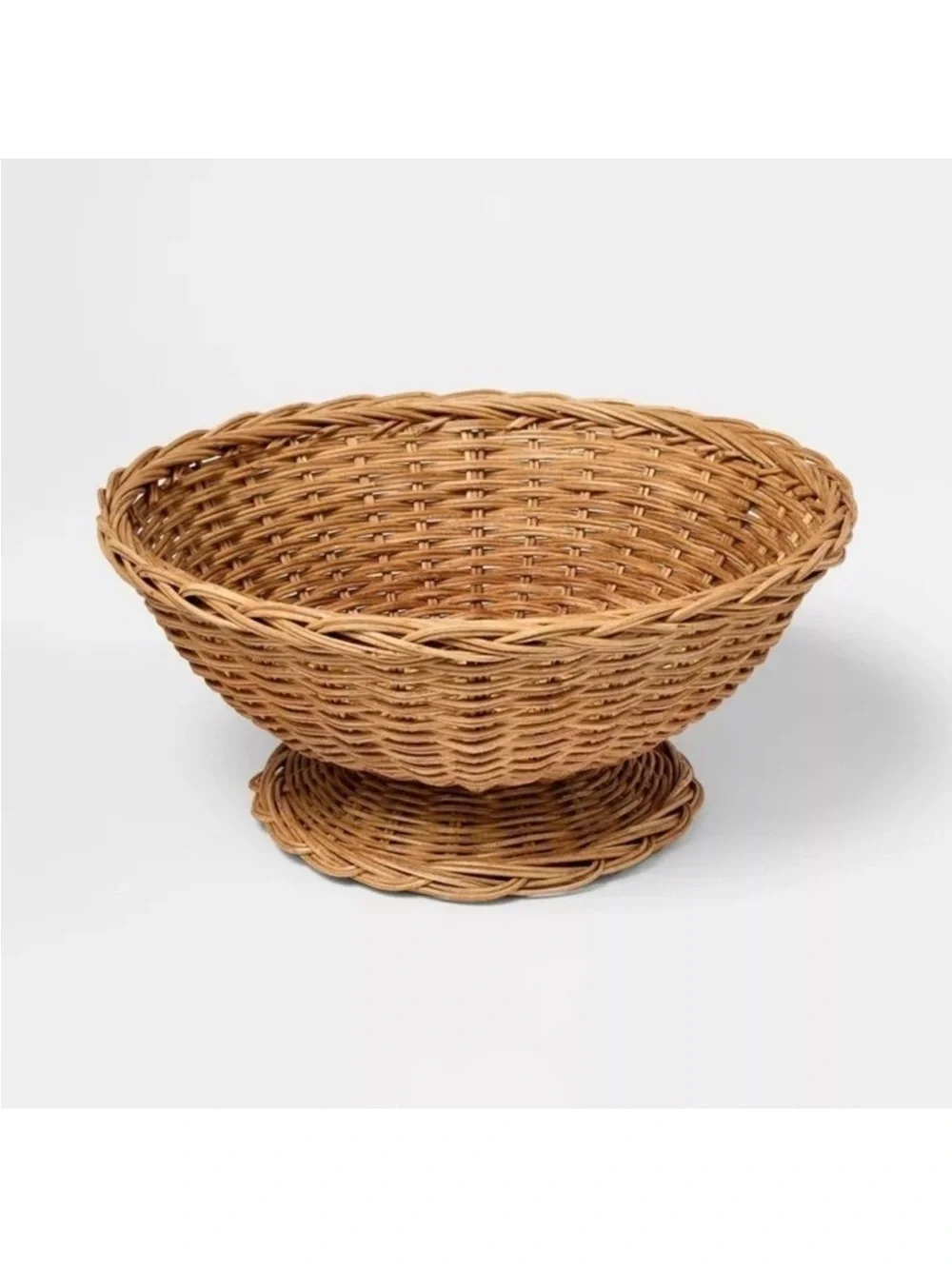 Studio McGee Threshold Target Braided Woven Rattan Wicker Pedestal Bowl NWT